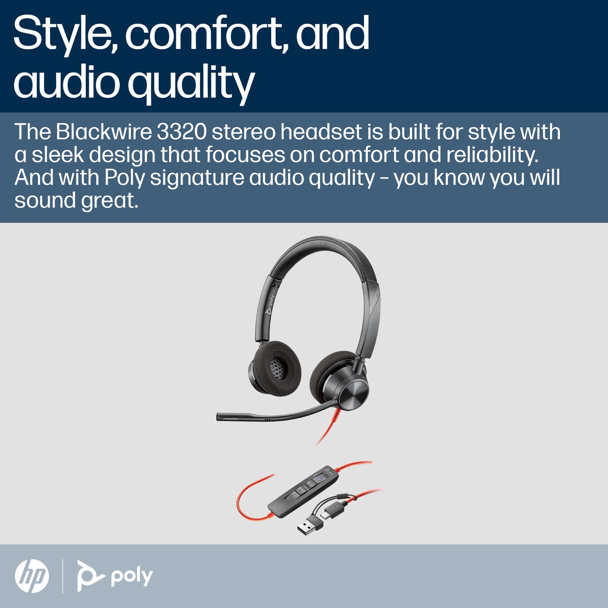 Style, comfort and audio quality Built for style with a sleek design that focuses on comfort and reliability. Poly signature audio quality so you…