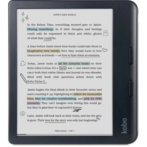 Kobo Libra Colour 7IN E Ink KaleidoTM 3 Color Display Kobo Stylus 2 Compatibility Waterproof Black
