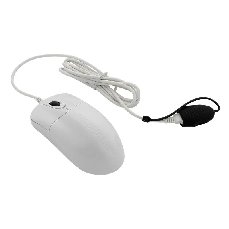 Waterproof 1000 DPI Optical Mouse with Scroll Wheel + 2 Button Long Cable with Seal Cap White USB